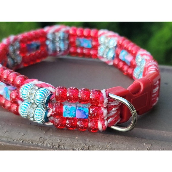 Custom Handmade Beaded Bling Dog Collar - Picture 2 of 2